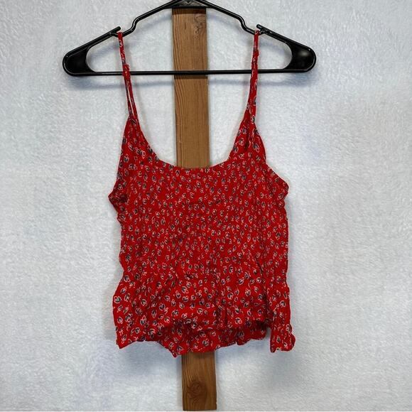 Patrons of Peace Red Printed Sleeveless‎ Tie Knot Neck Blouse Size M - Picture 3 of 7